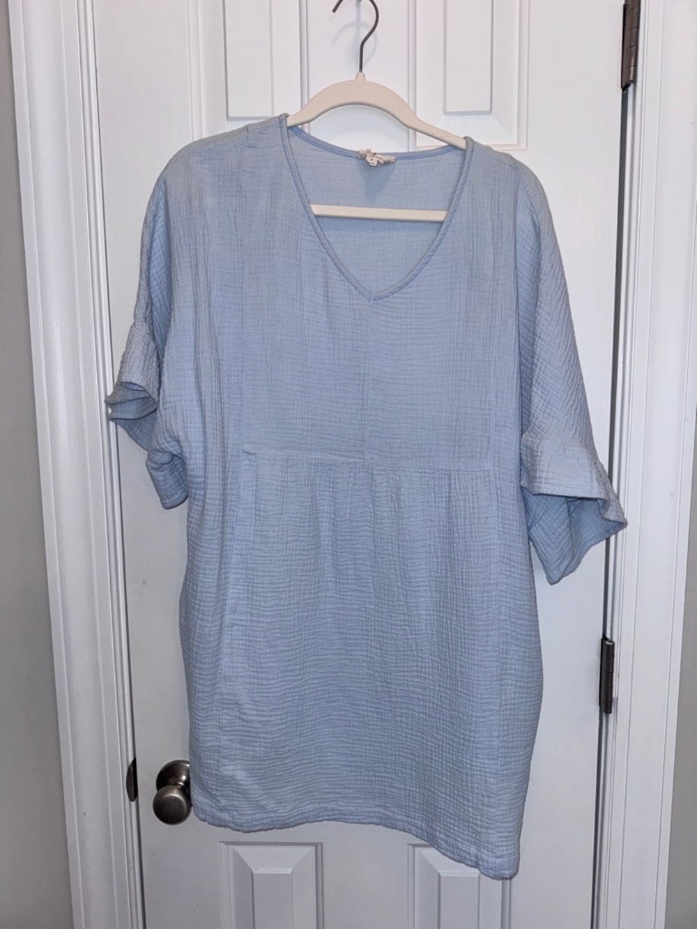 Light Blue V-Neck Mini Dress